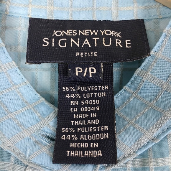 Jones New York Signature Petite PP Blue Blouse - Picture 5 of 9